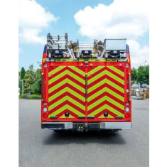 Pružná prizmatická samolepicí reflexní fólie žlutozelené a červené šrafování - balení pravá+levá po 1 m